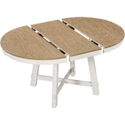TREXM 5-Piece Farmhouse Dining Table Set Wood Round Extendable Dining Table and 4 Upholstered Dining Chairs (Oak Natural Wood + Antique White)