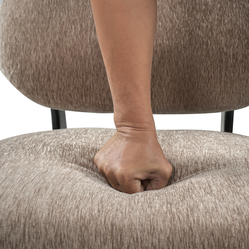 Modern Curved Hollow Base Rocking Accent Chair, Soft Textured Chenille Upholstered Armless Rocker Lounge Chair, Unique Sculptural Rocking Chair for Living Room Bedroom Nursery