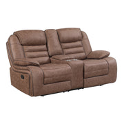 LUCIUS BROWN CONSOLE RECLINING LOVESEAT AND SOFA SET