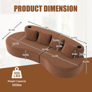 Modern Curved Sectional 3 Seat Minimalist Elegant Half Moon Sofa Compressed Modular Sectional Sofa for Living Room, Office, Apartment