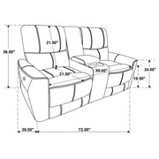 Denson Dove Grey Upholstered Power Reclining Loveseat with Console and USB Port