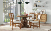 TREXM 5-Piece Retro Functional Dining Set, 1 Extendable Table with a 16-inch Leaf and 4 Upholstered Chairs for Dining Room and Kitchen (Walnut)