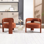 Accent Chair for Living Room, Velvet Comfy Single Sofa Chair Mid-Century Modern Armchair Wooden Legs for Bedroom Office Reading