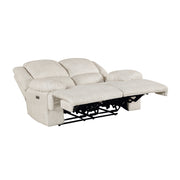 Modern Power Reclining Sofa Set 2pc Comfort Sofa Loveseat Charging Port Vanilla Beige Microfiber Upholstery Living Room Furniture