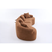 Compression Sponge Sofa Orange Curved Modular Sectional, 30D High-Density Chenille Sleeper Couch for Apartment, Living Room,110'L