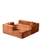 Compression Sectional Couch With Comfy Chaise, Boneless L Shape Sofa With Deep Seat
