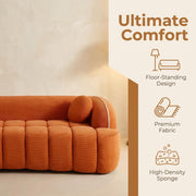 98.4' Modern Compressed Sofa, Cloud Couch 3-Seater Corduroy Sofa, No Assembly Required, Bubble Channel Tufted Couch with 2 Pillows, Comfy Deep Seat for Living Room, Apartment, Office