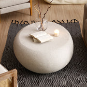 43.31''Fiberglass Elliptical Coffee Table for Living Room Vintage Table,Matte Rocks Table front of the Sofa, Irregular Center Table,No Need Assembly,Cream White