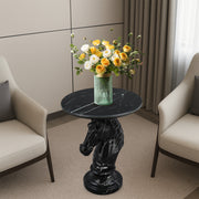 Horse Head Accent Table Animal Statue End Tables Livingroom, Black