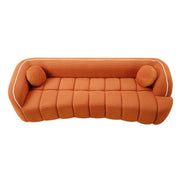 98.4' Modern Compressed Sofa, Cloud Couch 3-Seater Corduroy Sofa, No Assembly Required, Bubble Channel Tufted Couch with 2 Pillows, Comfy Deep Seat for Living Room, Apartment, Office