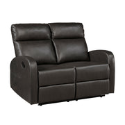 Reclining Sofa Set 3pcs Espresso Faux Leather Sofa Loveseat Chair Side Pockets Plush Foam Comfort Modern Wall-Hugger Design Living Room Furniture