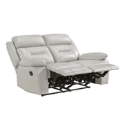 Silver Loveseat Reclining Motion Seats Leather Upholstery Solid Wood Living Room Furniture 1pc 2-Seater Theater Couch