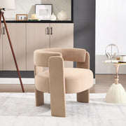 Accent Chair for Living Room, Velvet Comfy Single Sofa Chair Mid-Century Modern Armchair Wooden Legs for Bedroom Office Reading