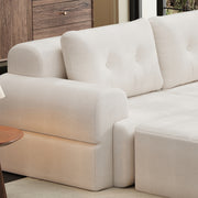 Modular Sectional Sofa Couch with Chaise, Full-Foam Structure, Compression Packaging Design, Woven Texture Upholstery, Oversized Modern Sofa for Living Room