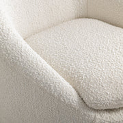 Winnie Modern Teddy Boucle Fabric Barrel Chair, 360° Swivel, White