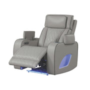Fortuner Power Reclining 3Pc Living Room Set in Gray Faux Leather with LED Lights, Massage Function, Bluetooth Speakers and Wireless Charging