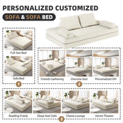 Multifunctional Convertible Sofa Bed With 2 Tumbler Backrests And 2 Pillows, Deep Seat Couch
