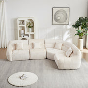 Modern Luxury Curved Corner Sectional Sofa, Chenille Modular Cloud Sofa, Beige, High-Back Oversized Four-Seater, No Assembly Required