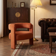 Accent Chair for Living Room, Velvet Comfy Single Sofa Chair Mid-Century Modern Armchair Wooden Legs for Bedroom Office Reading