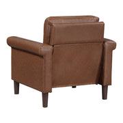 Sofa Set 3pc Sofa Loveseat Chair Chocolate Faux Leather Upholstered Nailhead Trim Plywood Frame Traditional Living Room Furniture