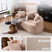 Old Sku: W2231P292607 Compression Loveseat Sofa, Curved Modern Styles Sofa for Small Spaces & Apartments, 30D Chenille No-Assembly,3 Throw Pillows. Warm Beige.