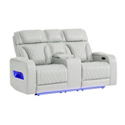 JULIAN SILVER 2PC LOVESEAT WITH PHR, LED & SPEAKER AND SOFA