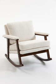 Mid Century Modern Accent Chair ,rocking chair with Wood Frame, Upholstered Living Room Chairs , Reading Armchair for Bedroom Sunroom