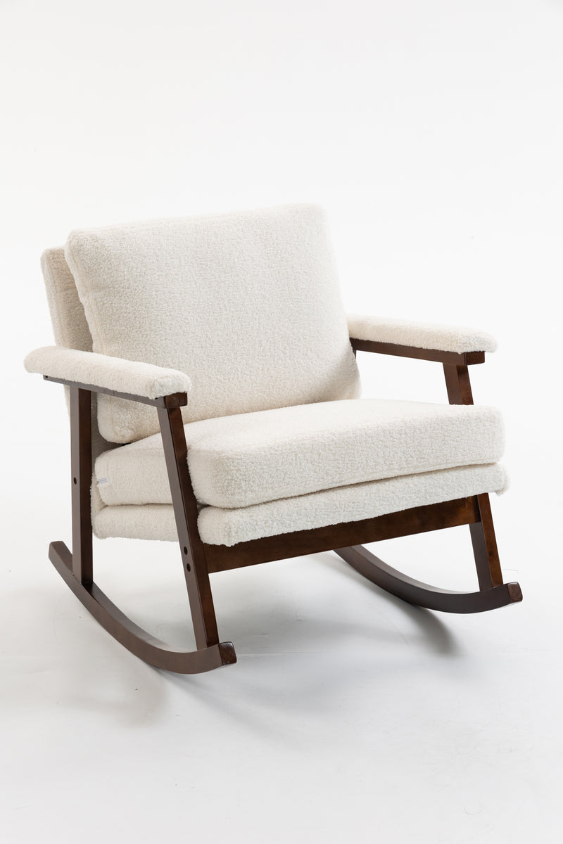 Mid Century Modern Accent Chair ,rocking chair with Wood Frame, Upholstered Living Room Chairs , Reading Armchair for Bedroom Sunroom
