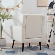 Modern Accent Chair, Arm Chairs For Living Room, Upholstered Mordern Armchair, Comfy Soft Padded Lounge Chair In Small Space, Bedroom, With Pillow, Solid Wood Leg