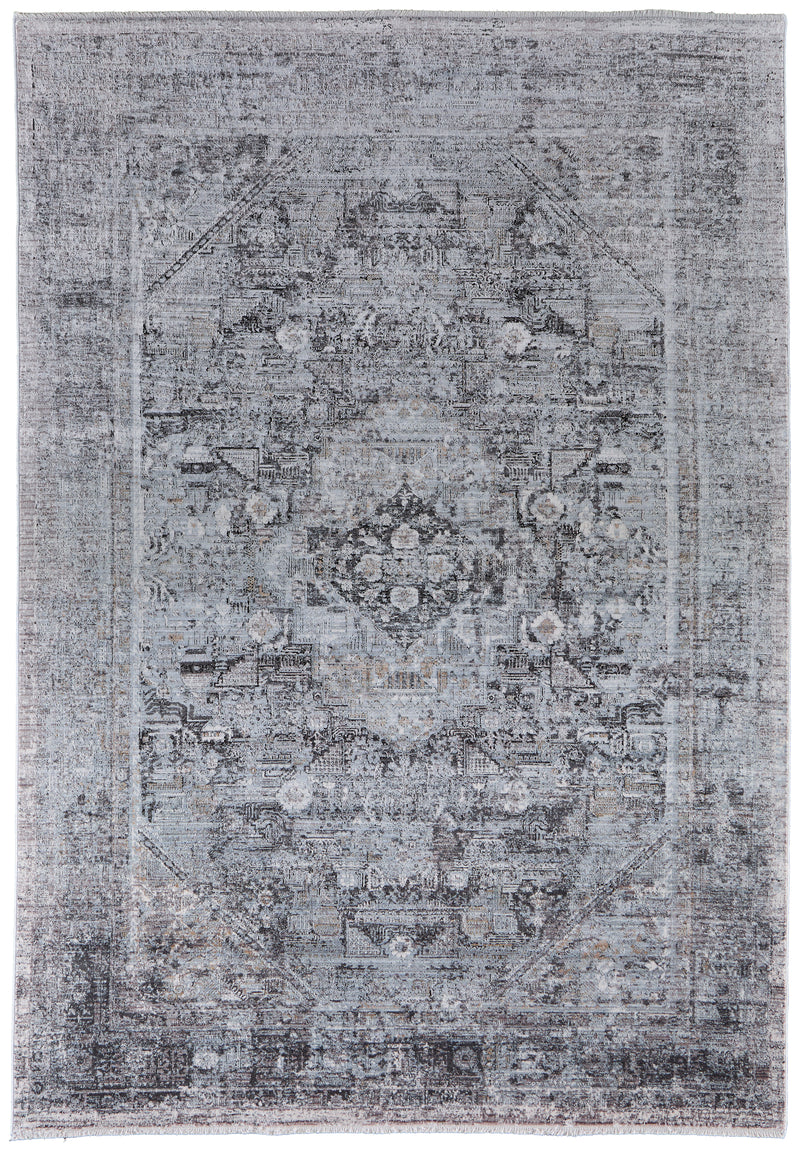 Sarrant Transitional Medallion, Gray/Silver/Ivory