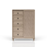 Queen Canopy Bedroom Set With A 2 Drawer Nightstand A Dresser With Poster Mirror And A Door Chest - Sand