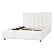 Queen Size Upholstered Bed Frame With Boucle Fabric And Thick Headboard, Off white