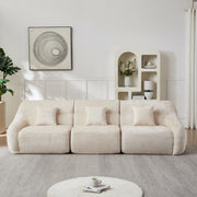 Modern Luxury Curved Corner Sectional Sofa, Chenille Modular Cloud Sofa, Beige, High-Back Oversized Four-Seater, No Assembly Required