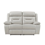 Silver Loveseat Reclining Motion Seats Leather Upholstery Solid Wood Living Room Furniture 1pc 2-Seater Theater Couch