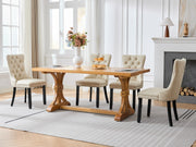 Dining Room Chairs Set of 2,Vintage Sheepskin Texture PU Leather,High Back with Button Tufted & Nailhead Trim,Wood Frame,S-Spring & Resilient Sponge Cushion,Ideal for Kitchen,Beige,SW1101BG