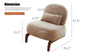 Cute Accent Chair with Solid Wood Legs, Living Room Chair with Soft Fabric Cushion, Cozy Bedroom Chair, Comfy Armless Reading Chair for Apartment, Waiting Room, Balcony (Camel)