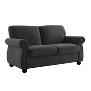 Soft Loveseat, Upholstered 2 Seater Couch, Loose Back Cushions And Turned Legs