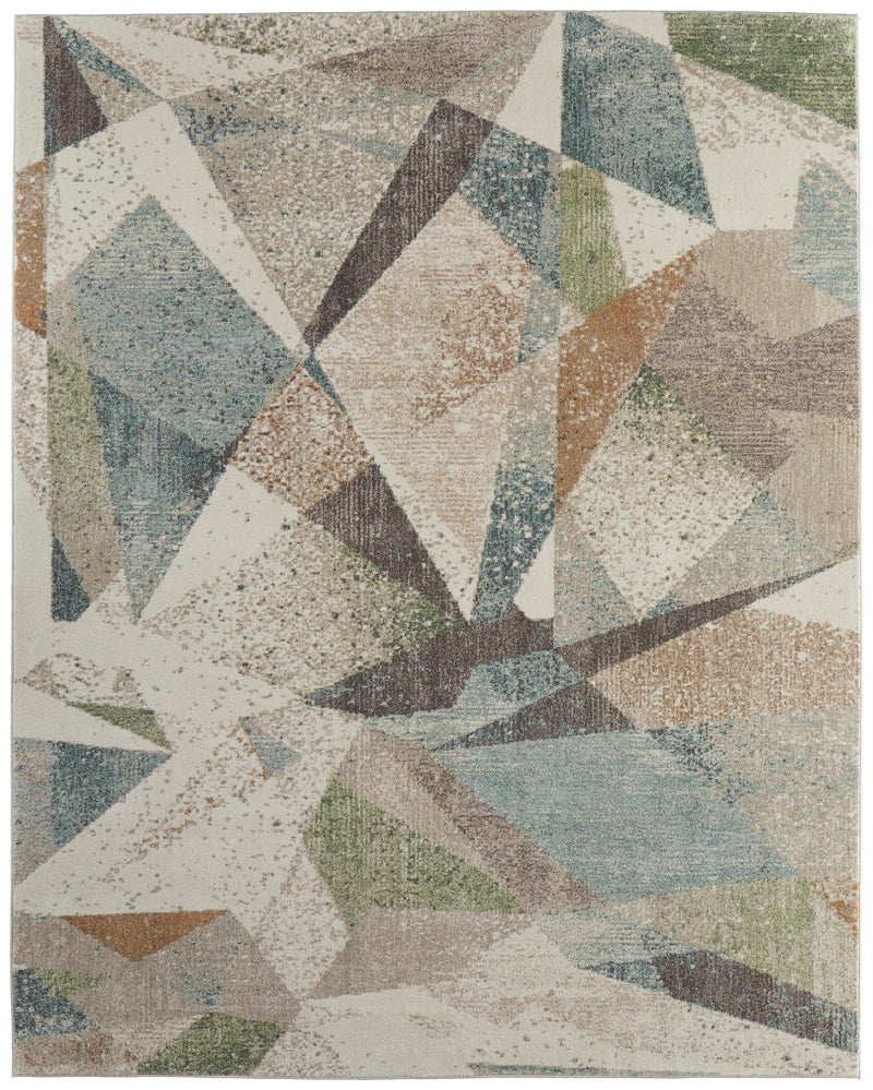 Eden Modern Color Block, Ivory/Blue/Green