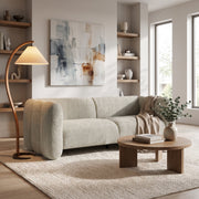 Tonson 83' 3-Seater Boucle Sofa,Wave Design, Living Rooms,Bedrooms,Apartment Office,Light Green