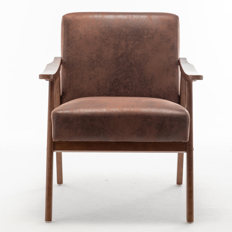 Mid-Century Modern Wingback Accent Chair with Solid Wood Frame and Extra-Thick Backrest – Lounge Chair for Living Room, Bedroom, or Reading Room