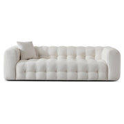 Eden Modern Tufted Chesterfield Boucle Fabric Sofa in Cream, Luxurious Living Room Furniture 33'H x 86.6'W x 37.4'D