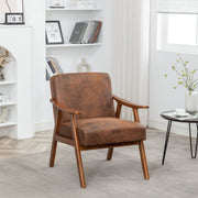 Mid-Century Modern Wingback Accent Chair with Solid Wood Frame and Extra-Thick Backrest – Lounge Chair for Living Room, Bedroom, or Reading Room