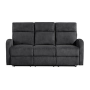 Reclining Sofa Set 3pc Dark Gray Sofa Loveseat Chair with Side Pockets Plush Foam Comfort Modern Wall-Hugger Design Living Room Furniture