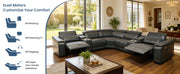 Power Recliner Sectional Sofa with Bluetooth Speakers, L-Shaped Living Room Furniture Set with Wireless Charging, LED Lights, Storage Console & Cup Holders, Living Room Furniture