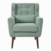 Modern Accent Chair, Teddy Fabric Living Room Chairs Comfy Reading Chair, Mid Century Accent Chair, Lounge Arm Chairs Armchair For Living Room Bedroom - Light Green