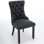 Dining Room Chairs Set of 2,Vintage Sheepskin Texture PU Leather,High Back with Button Tufted & Nailhead Trim,Wood Frame,S-Spring & Resilient Sponge Cushion,Ideal for Kitchen,Charcoal Black,SW1101BK