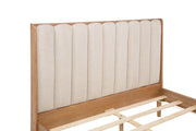 Queen Size Wood Bed with Piano Key Style Upholstered Headboard , Wood Bed with Strengthened Bed Frame ,Wheat (old sku:W504S00257)