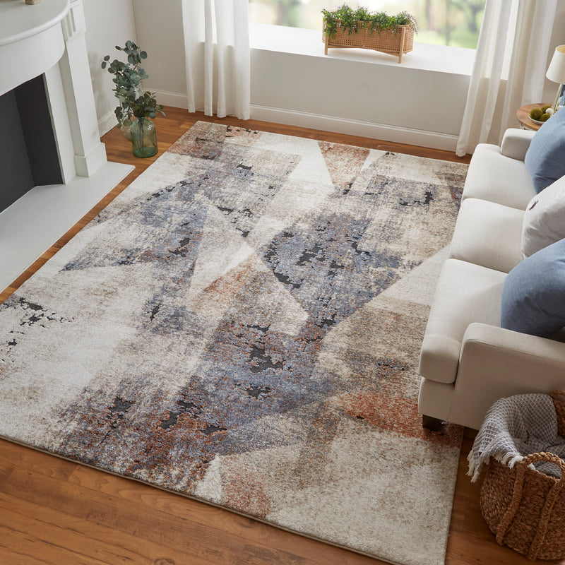 Gilmore Modern Color Block, Blue/Ivory/Taupe