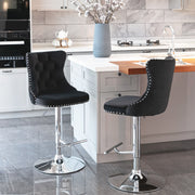 Swivel Barstools Adjusatble Seat Height From 25-33", Modern Upholstered Base Bar Stools With Backs Comfortable Tufted For Home Pub And Kitchen Island (Set of 2)