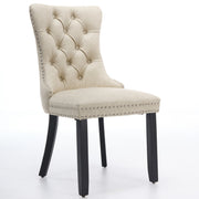 Dining Room Chairs Set of 2,Vintage Sheepskin Texture PU Leather,High Back with Button Tufted & Nailhead Trim,Wood Frame,S-Spring & Resilient Sponge Cushion,Ideal for Kitchen,Beige,SW1101BG